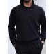 RegularFit Siyah Yarım Fermuarlı Sweatshirt