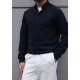 SlimFit Lacivert Polo Yaka Sweat